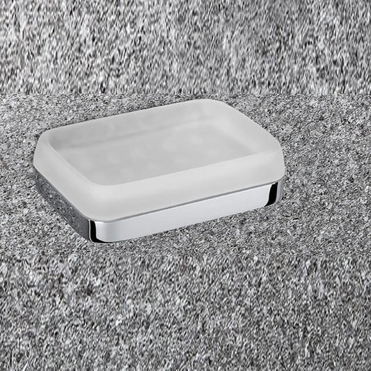 Colombo Time Porta Sapone a Parete in Vetro Acidato cromo in lucido e satinato montato a parete, vista del design e della...