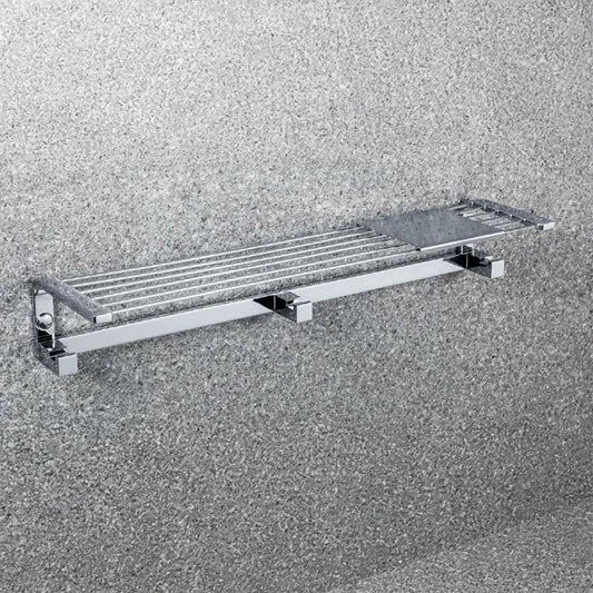 Colombo Time mensola 41 cm con ganci appenditutto cromo in acciaio inox installato in bagno moderno con ante in vetro...