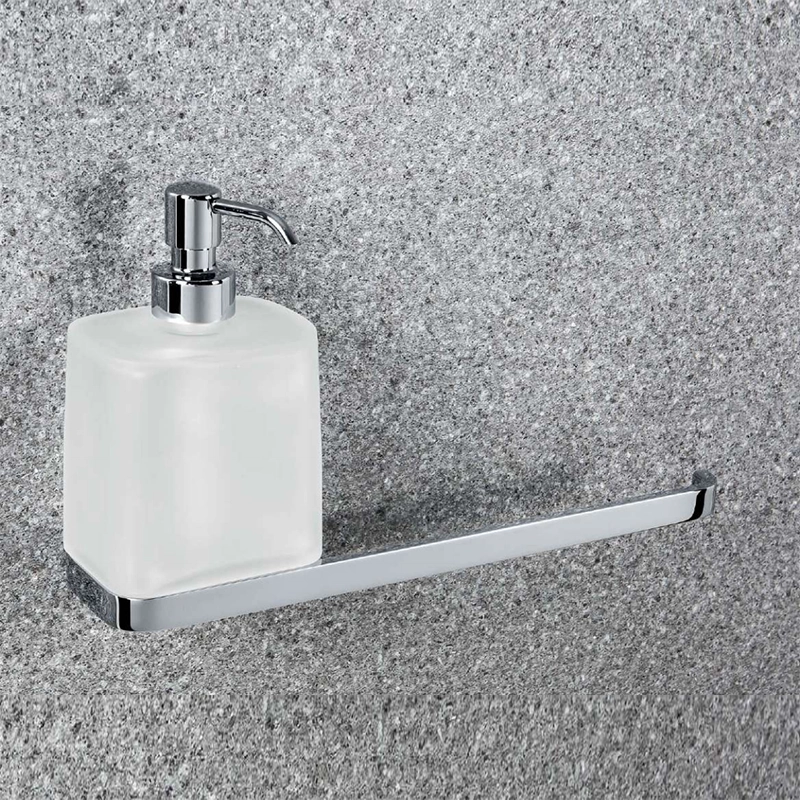 Colombo Time portasalvietta con dispenser reversibile cromo in vetro acidato e cromato montato a parete, vista del design...