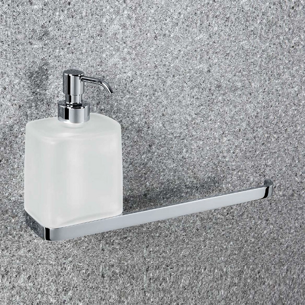 Colombo Time portasalvietta con dispenser reversibile cromo in vetro acidato e cromato montato a parete, vista del design...