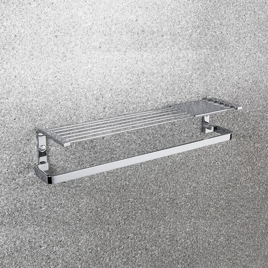 Colombo Time portasciugamani 44 cm portasapone cromo in acciaio inox e cromato montato a parete, vista del design e della...