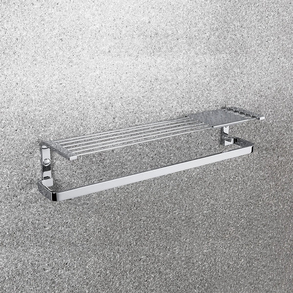 Colombo Time portasciugamani 44 cm portasapone cromo in acciaio inox e cromato montato a parete, vista del design e della...