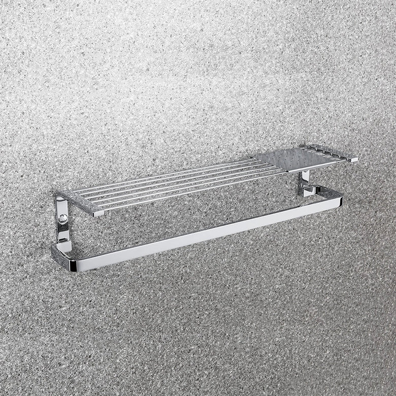 Colombo Time portasciugamani 44 cm portasapone cromo in acciaio inox e cromato montato a parete, vista del design e della...