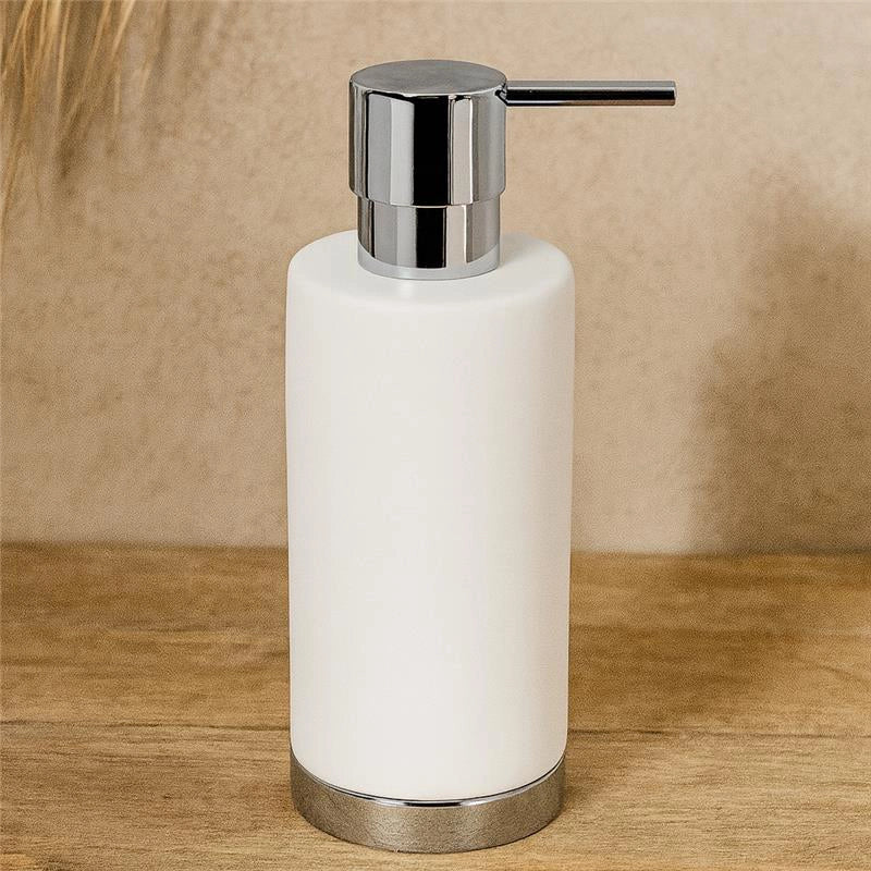 Colombo design Nordic Dispenser sapone liquido da Appoggio Cromo Bianco Opaco in ceramica montato a parete, vista del...