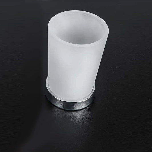 Colombo portaspazzolini da appoggio vetro acidato cromo in opaco e lucido montato a parete, vista del design e della...