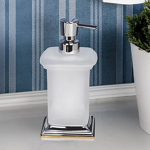 Colombo portofino dispenser cromo oro in vetro b9326 in vetro acidato e naturale montato a parete, vista del design e...