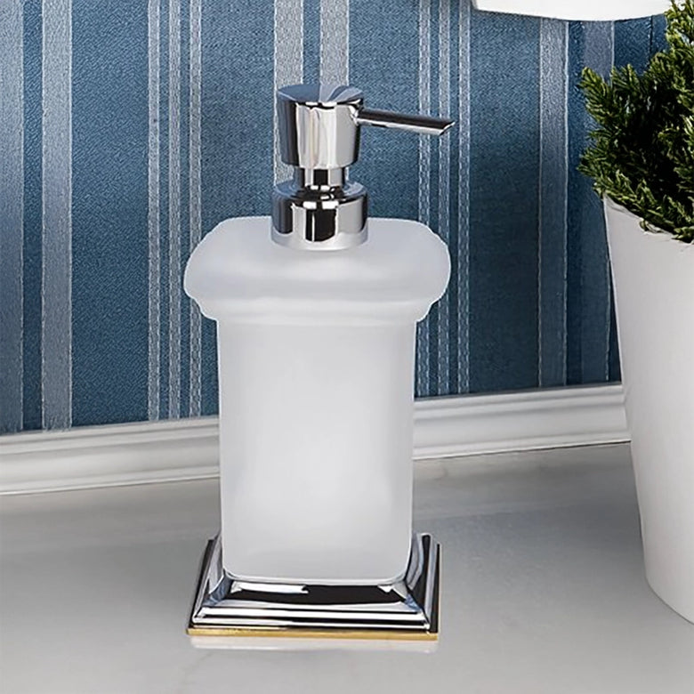 Colombo portofino dispenser cromo oro in vetro b9326 in vetro acidato e naturale montato a parete, vista del design e...