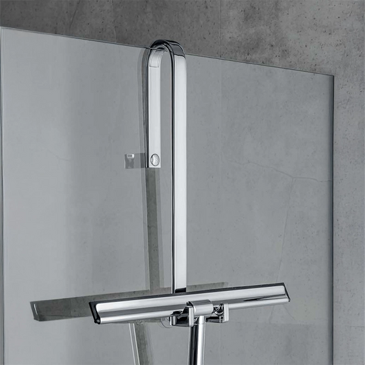 Colombo supporto tergivetro per box doccia senza tergivetro in lucido installato in bagno moderno con ante in vetro...