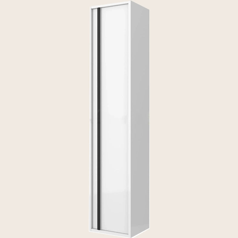 Colonna Bagno 140x30 bianco lucido Firenze Reversibile Push con lavabo e rubinetteria, vista frontale su sfondo neutro...