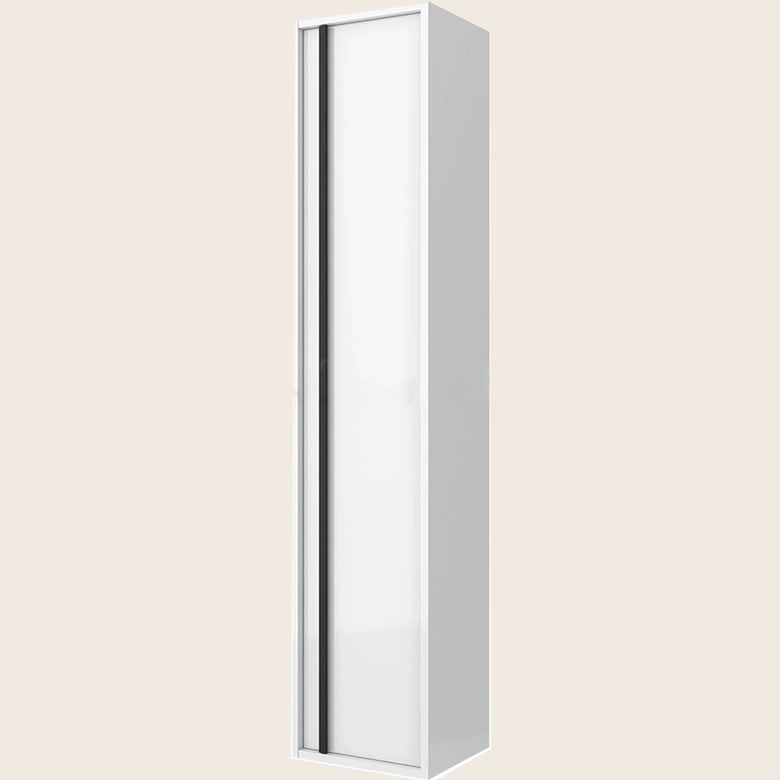 Colonna Bagno 140x30 bianco lucido Firenze Reversibile Push con lavabo e rubinetteria, vista frontale su sfondo neutro...