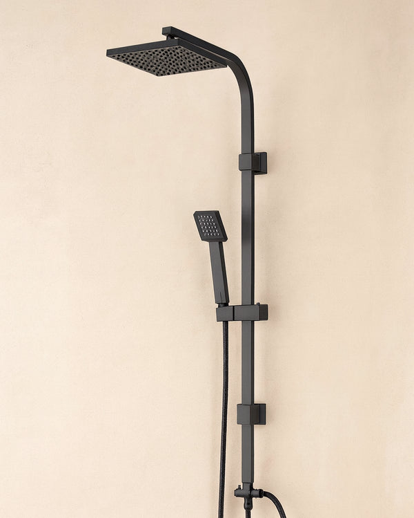 Colonna Doccia con soffione quadro in acciaio nero opaco Platinum