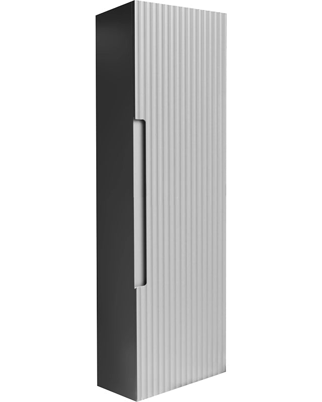 Colonna bagno 120x34 Mango reversibile clear grey ambientato in bagno moderno con specchio e accessori - Exagonshop