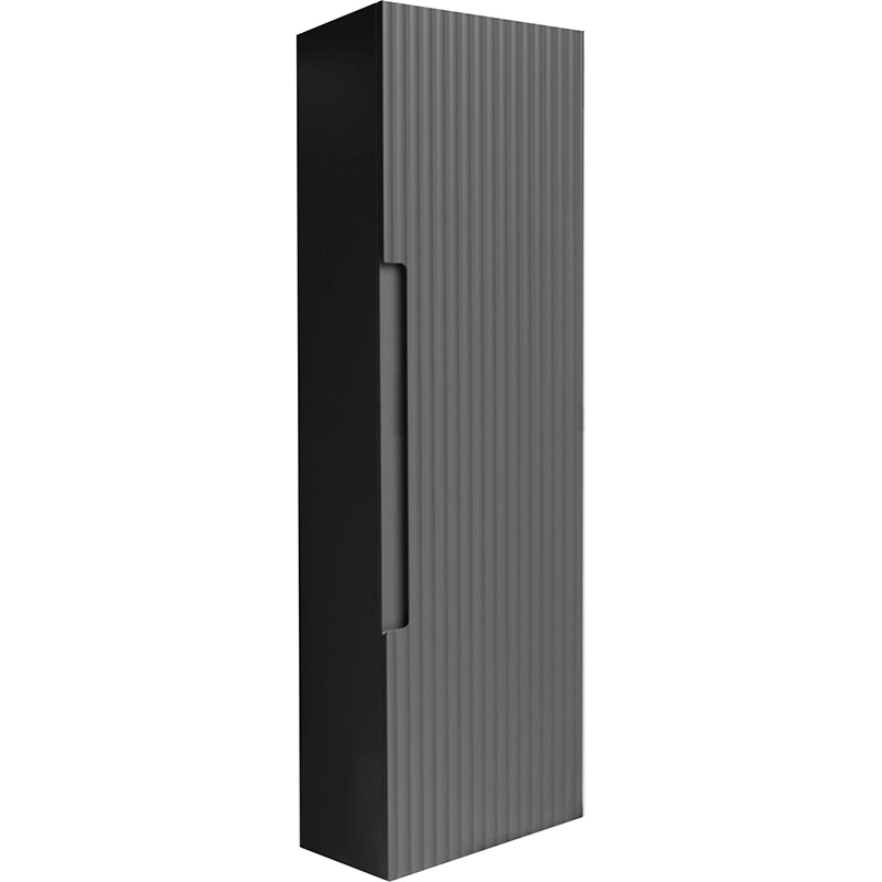 Colonna bagno 120x34 Mango reversibile dark grey Grigio Scuro ambientato in bagno moderno con specchio e accessori...