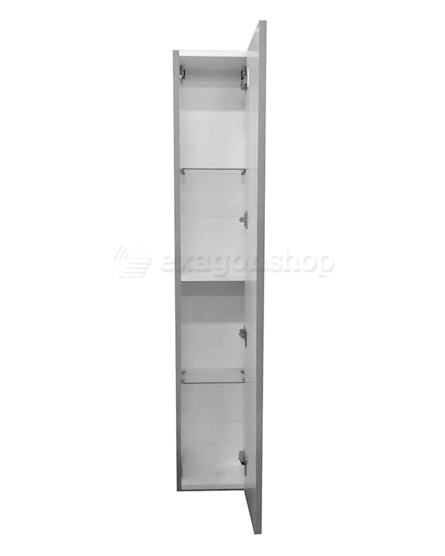 Colonna bagno tortora 26x150 Urbino cannettato con anta, dettaglio ravvicinato della finitura e del cassetto - Exagonshop