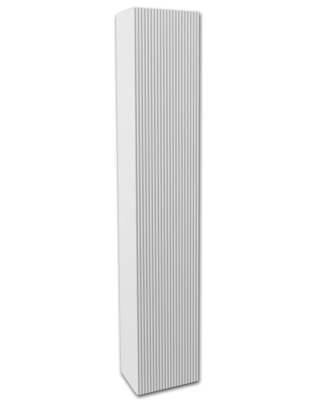 Colonna sospesa Bianco Opaco 26x150 Urbino Cannettata con ambientato in bagno moderno con specchio e accessori - Exagonshop