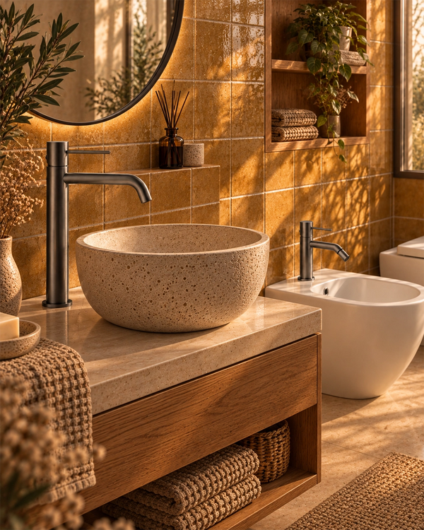 Coppia Miscelatori Tokyo Lavabo Alto e Bidet con Pilette Pop-Up Grigio Metallico PVD CPTOKALTOFU