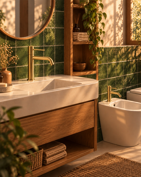 Coppia Miscelatori Tokyo Lavabo e Bidet con Pilette Pop-Up Oro Spazzolato CPTOKYORO