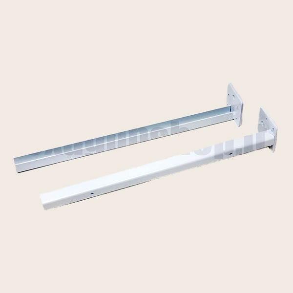 Coppia di staffe metalliche per mensoloni lavabo bianco montato a parete, vista del design e della finitura - Exagonshop