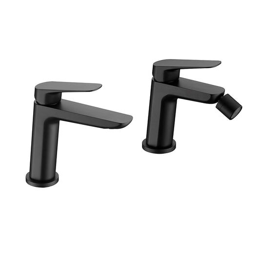 Coppia miscelatori Totem lavabo e bidet nero opaco