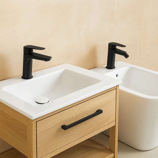 Coppia miscelatori Totem lavabo e bidet nero opaco