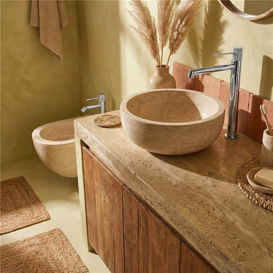 Coppia rubinetti lavabo alto e bidet senza scarico in ottone cromo Melin