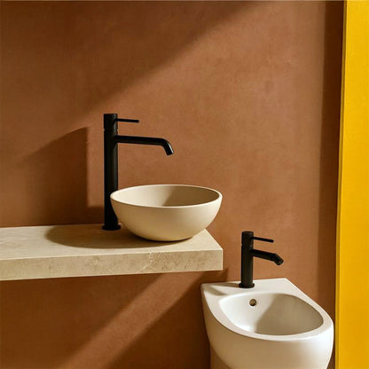 Coppia rubinetti lavabo alto e bidet senza scarico ottone nero opaco Memo