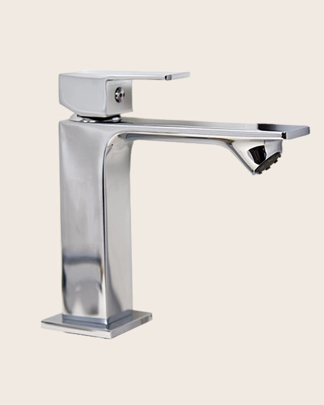 Coppia rubinetti lavabo alto per ciotola e bidet cromo Ten, vista laterale del profilo e della forma - Exagonshop