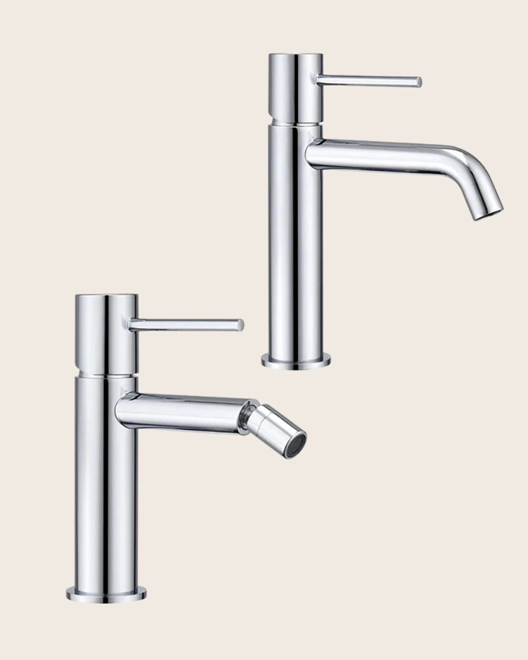 Coppia rubinetti lavabo e bidet senza scarico cromo Memo – vista 2