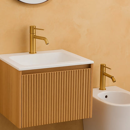 Coppia rubinetti lavabo e bidet senza scarico oro spazzolato Memo