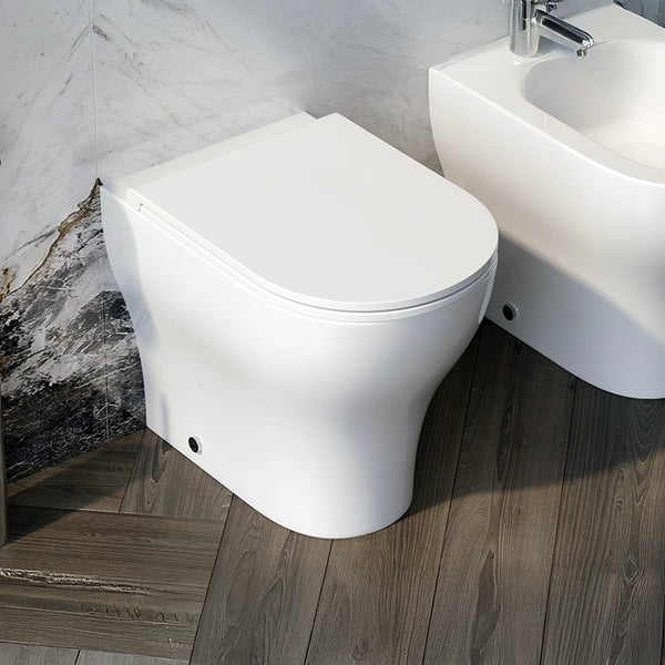 Coppia sanitari Touch a pavimento filo muro bianco lucido con sedile softclose