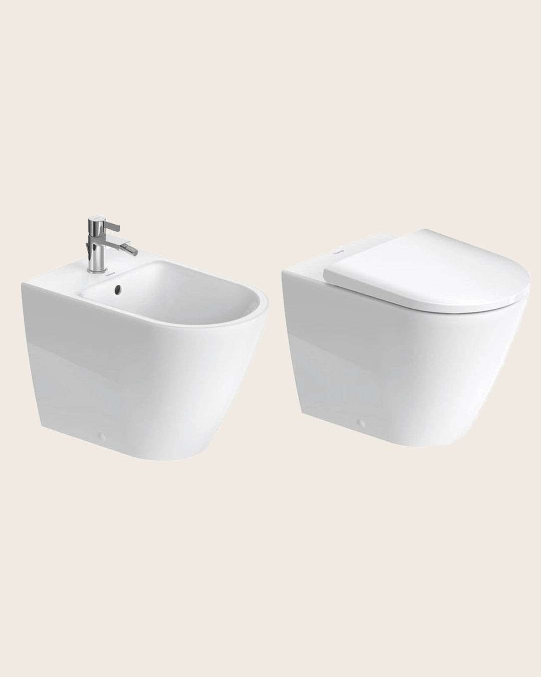 Duravit D-NEO Coppia sanitari a pavimento filo muro senza brida bianco opaco
