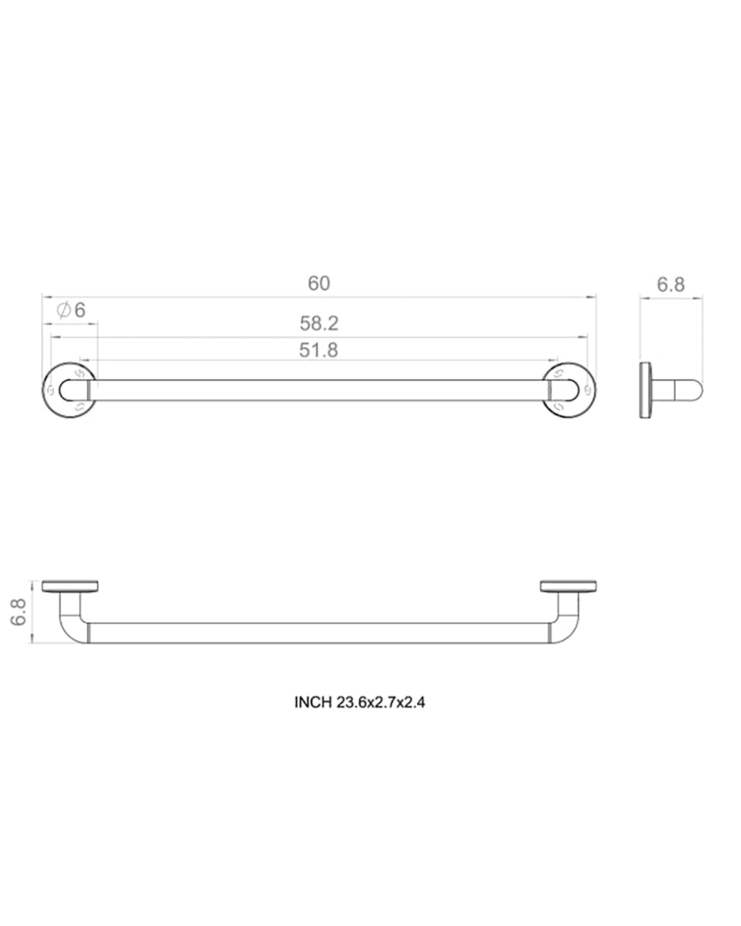 Cosmic ARCHITECT SP Maniglia 60 cm vasca e doccia in acciaio spazzolato WJC235A0026003
