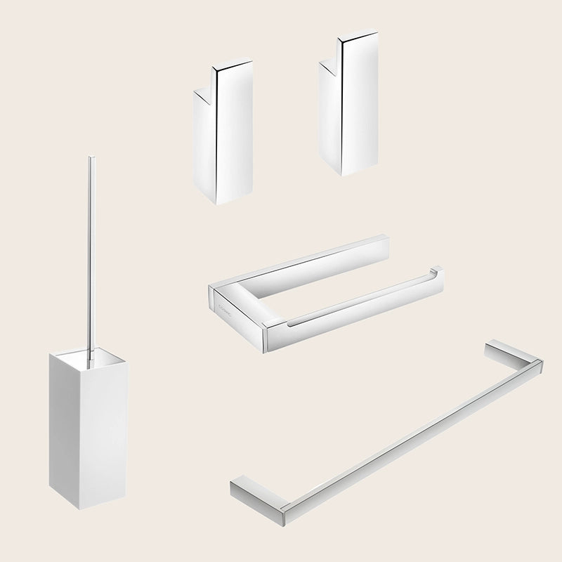 Cosmic Bathlife Set Accessori bagno terra o muro 5pz cromo montato a parete, vista del design e della finitura...