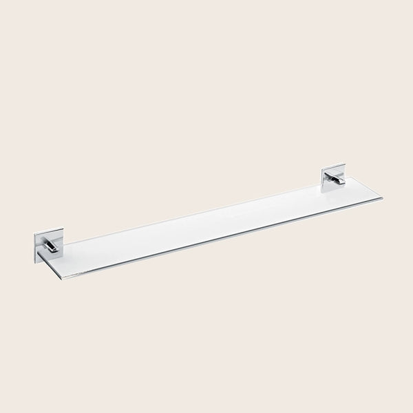 Cosmic Duo Square Mensola bagno 60 cm vetro Cromo in acciaio inox e lucido installato in bagno moderno con ante in vetro...