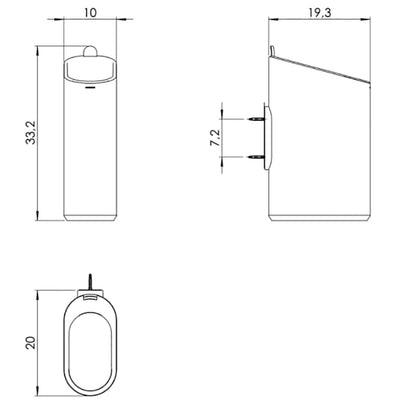 Cosmic Flat pattumiera a muro o pavimento inox lucido, vista laterale della struttura e del profilo - Industrias Cosmic