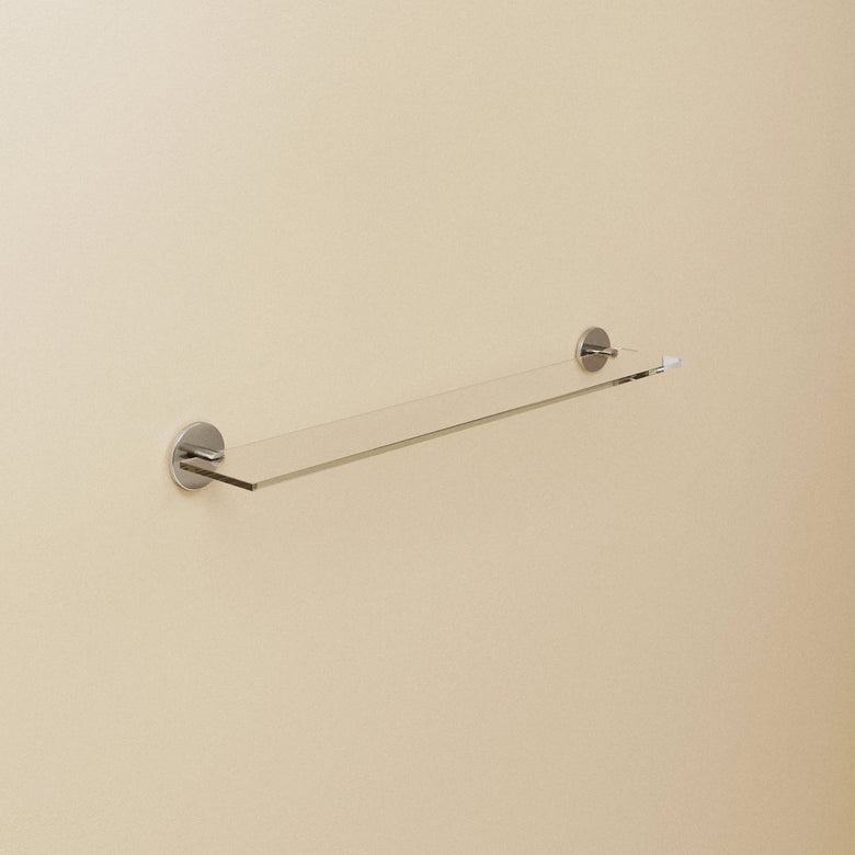 Cosmic duo round mensola 60 cm bagno in vetro e cromo Cromo Lucido in naturale installato in bagno moderno con ante in...