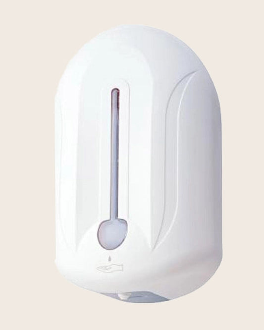 Dispenser A Batterie Per Sapone Gel Bianco New Line S1 montato a parete, vista del design e della finitura - Exagonshop