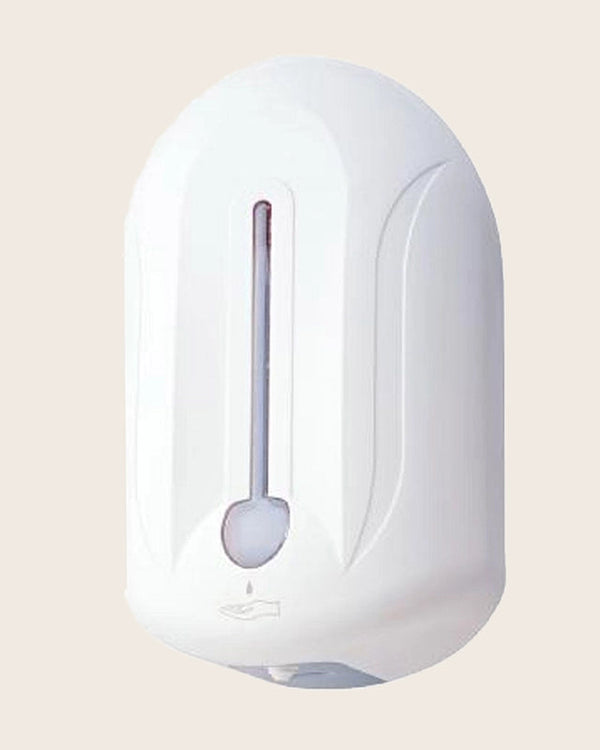 Dispenser A Batterie Per Sapone Gel Bianco New Line S1 montato a parete, vista del design e della finitura - Exagonshop
