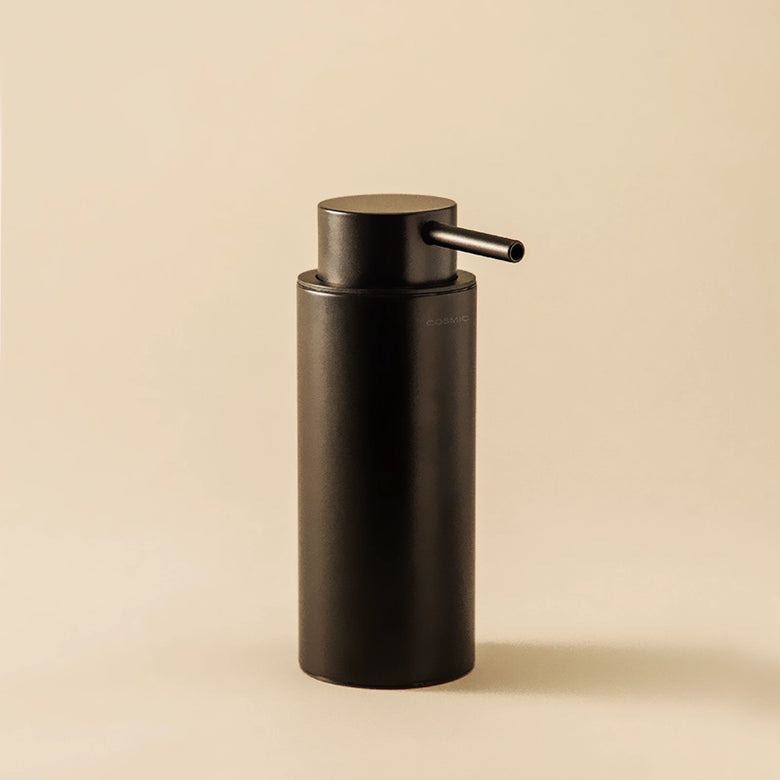 Dispenser sapone Da Appoggio nero Satinato Logic Cosmic montato a parete, vista del design e della finitura - Industrias...