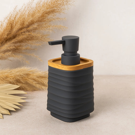 Dispenser sapone in plastica ABS e bamboo grigio Alabama
