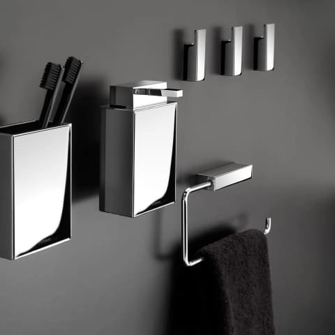 Dispenser sapone liquido a muro cromo Bathlifea Cosmic, retro con sistema di fissaggio a parete - Industrias Cosmic