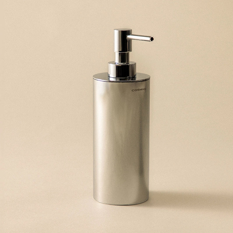 Dispenser sapone liquido da Appoggio cromo Architect Cosmic in lucido montato a parete, vista del design e della finitura...