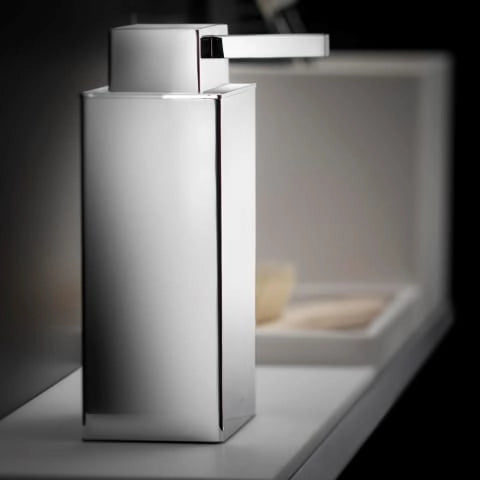 Dispenser sapone liquido da Appoggio cromo Bathlifea Cosmic montato a parete, vista del design e della finitura...