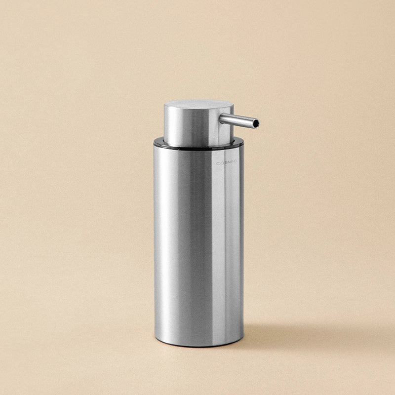 Dispenser sapone liquido da appoggio Inox Lucido Logic montato a parete, vista del design e della finitura - Industrias...