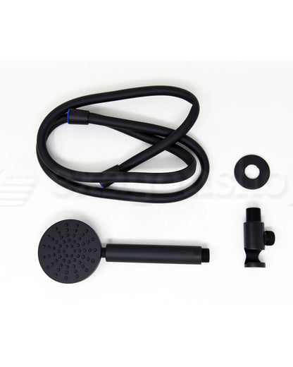 Doccetta 8 cm con presa acqua e flessibile in pvc nero opaco Smart