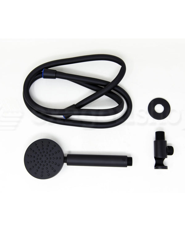 Doccetta 8 cm con presa acqua e flessibile in pvc nero opaco Smart
