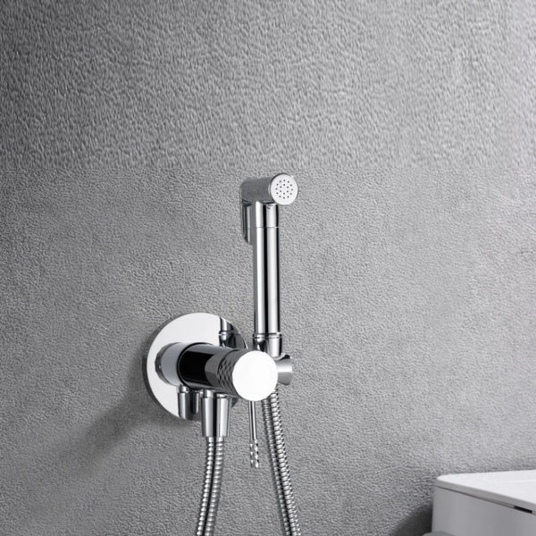 Doccetta bidet con miscelatore Memo incasso cromato, vista frontale della maniglia e della bocca di erogazione - Exagonshop