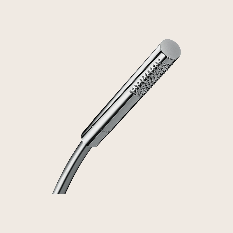 Doccetta stick Cilindrica monogetto Cromo Starck Hansgrohe, vista frontale della maniglia e della bocca di erogazione