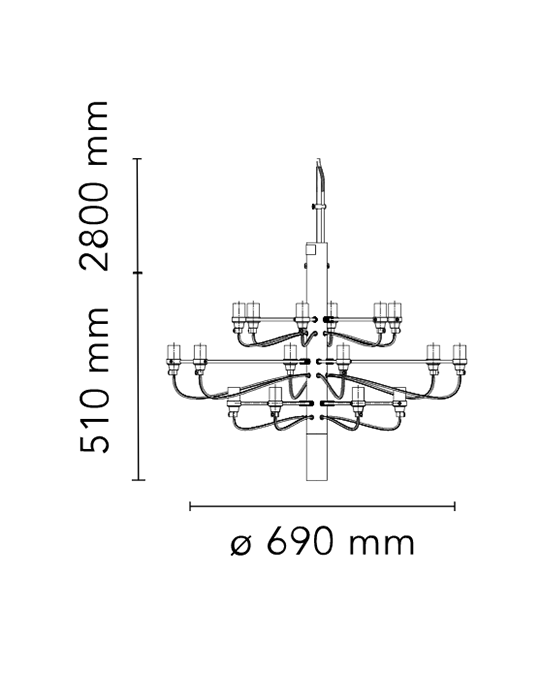FLOS 2097/18 Frosted bulbs Lampadario 69 cm nero opaco bulbi opachi A1351031