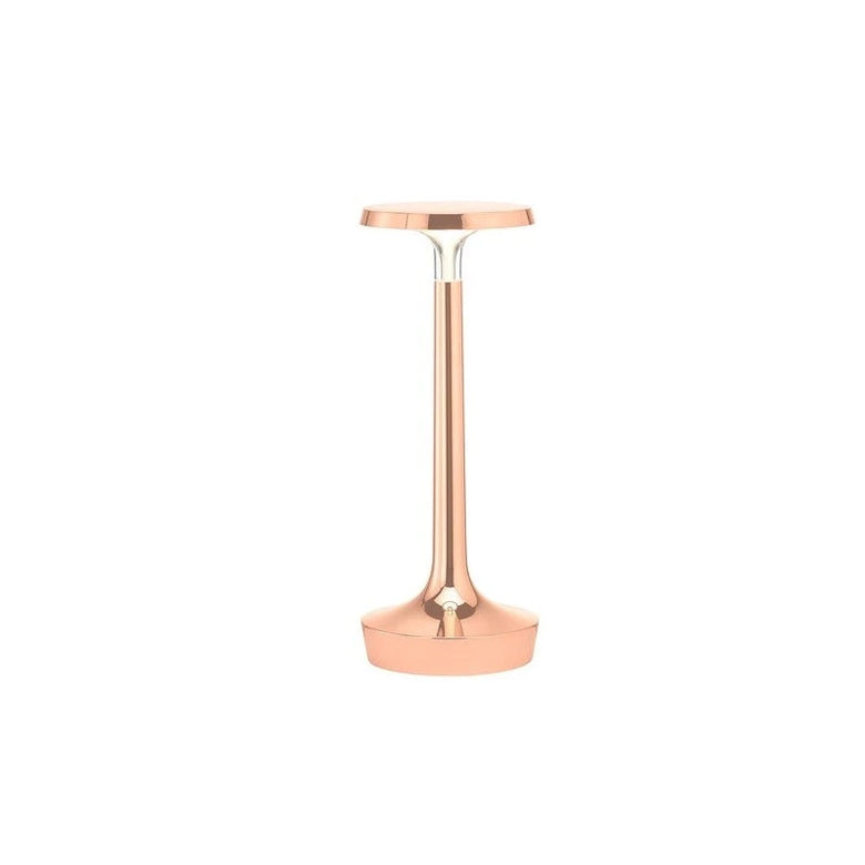 FLOS Bon Jour Unplugged Lampada da tavolo ricaricabile rame spenta, dettaglio del corpo lampada e dei materiali